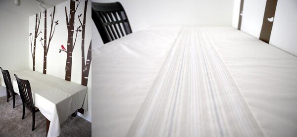 Built-in runner tablecloth